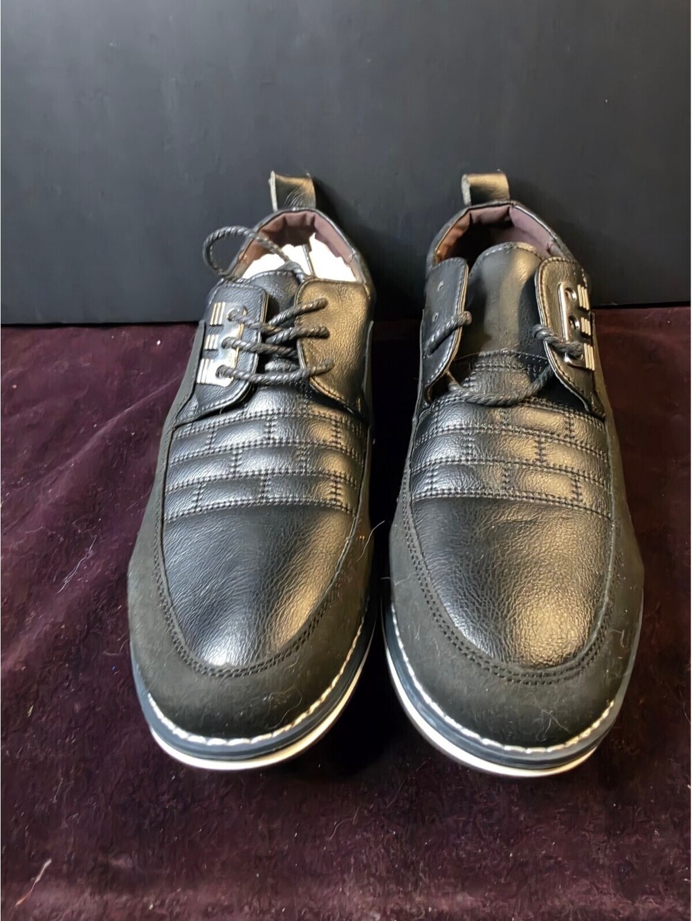 Men's Black Leather Casual Dress Shoes Size 44/ 10.5